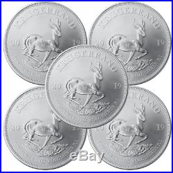 Lot of 5 2019 South Africa Silver Krugerrand 1 oz Brilliant Uncirculated