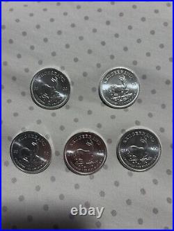 Lot of 5 2022 South Africa 1 oz. 999 Silver Krugerrand Coin BU In Stock