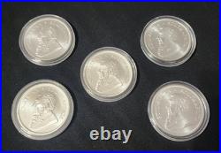 Lot of 5 2024/ 2022 South Africa 1 oz. Silver Krugerrand