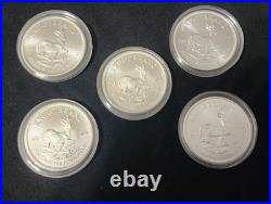 Lot of 5 2024/ 2022 South Africa 1 oz. Silver Krugerrand