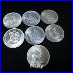 Lot of (7) South Africa 5 Shillings / 50 Cent. 500 Silver Coins 1951-1964