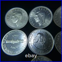Lot of (7) South Africa 5 Shillings / 50 Cent. 500 Silver Coins 1951-1964