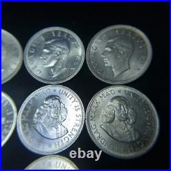 Lot of (7) South Africa 5 Shillings / 50 Cent. 500 Silver Coins 1951-1964