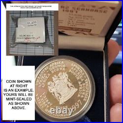 MINT SEALED 1997 KNYSNA SEAHORSE SILVER PROOF 2 Rand South Africa COA 4 UNOPENED