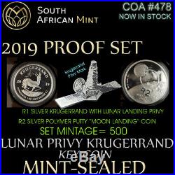 MINT SEALED 2019 SILVER PROOF KRUGERRAND RANGER spacecraft PRIVY R2 TWO COIN set