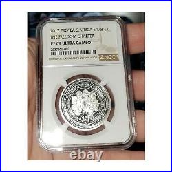 Mandela 2017 south africa SILVER 1 RAND NGC PF 69 PROTEA FREEDOM CHARTER R1