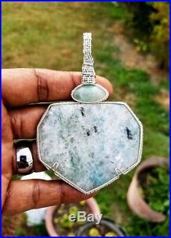 Messina, South Africa, Papagoite And Ajoite Streling Silver Wrapped Pendant