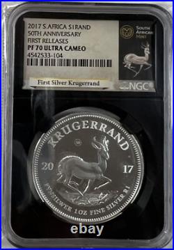 Milk Spot 2017 S Africa 1 Oz First Year Proof Silver Krugerrand Coin NGC PF70 UC