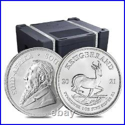 Monster Box of 500 2021 South Africa 1 oz Silver Krugerrand BU 20 Roll, Tube