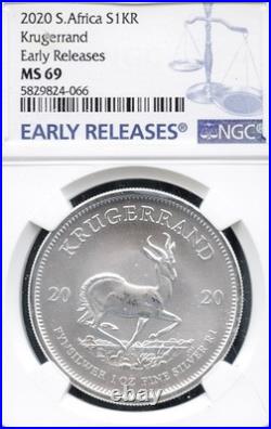 NGC 2020 South Africa 1 oz Silver Krugerrand Early Releases MS 69 # 5829824-066