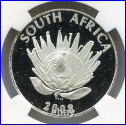 NGC Certified South Africa 2008 Mahatma Gandhi Silver R1 PF 69 Coin