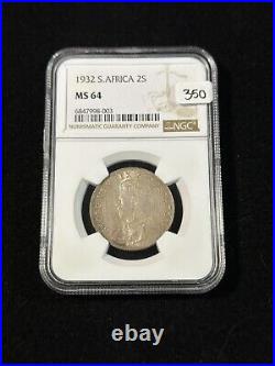 NGC MS64 South Africa 2 Shillings 1932