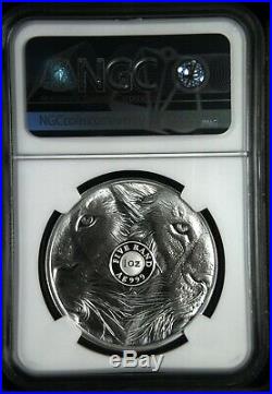 NGC PF69 2019 1 OZ SOUTH AFRICA BIG FIVE Lion. 999 SILVER PROOF COIN First Blue