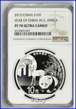 NGC PF70 2015 Year of the China in South Africa Silver Panda Coin COA and BOX