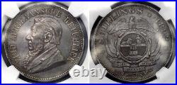 NGC SOUTH AFRICA SILVER CROWN 5 SHILLINGS 1892 About UNC n6
