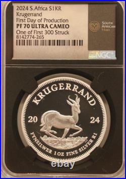 NGC Silver Krugerrand 1 oz Proof One of First 300 Struck Limited to 5,000 PR70