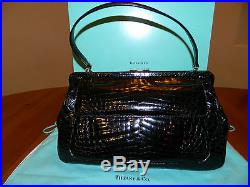 NIB Tiffany & Co Laurelton Black Crocodile Bag Top Handle Handbag Purse $16500