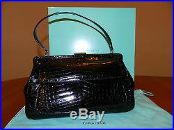 NIB Tiffany & Co Laurelton Black Crocodile Bag Top Handle Handbag Purse $16500