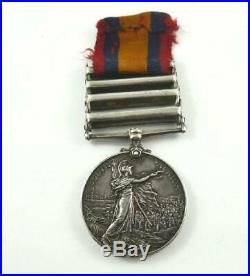 Named Queen's South Africa Medal Silver Anglo-Boer War + 4 Clasps & Ribbon