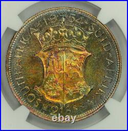 Ngc Pf66 1954 South Africa Silver Half Crown 2.5 Shillings Toned Proof 2.5s (b8)