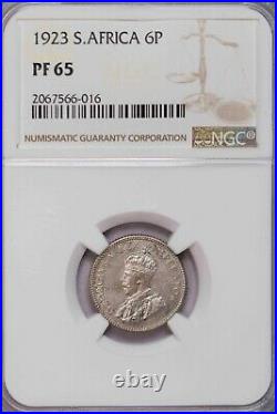 Ngc-pf65 1923 South Africa 6pence+shilling Silver 2pcs Top Grade Proof