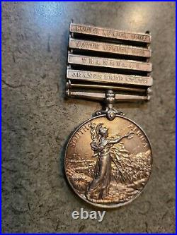 Original British Victorian Queen South Africa Medal Boer War 4 Bars Silver 1901