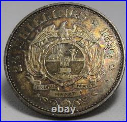 Original Higher Grade 1897 South Africa. 925 Silver 2 1/2 Shillings Toned