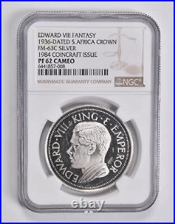 PF62 CAM 1936-Dated South Africa Crown Silver Edward VIII Fantasy NGC 3535