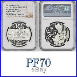 PF70 2016 SOUTH AFRICA SILVER PROOF 2 RAND ngc PF70 BIOSPHERE FOSSILS R2