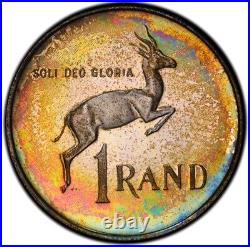 PR66DC 1968 South Africa Silver 1 Rand Proof, PCGS Secure- Pretty Rainbow Toned