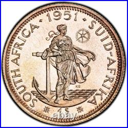 PR66 1951 South Africa Silver 1 Shilling Proof, PCGS Trueview- Nicely Toned
