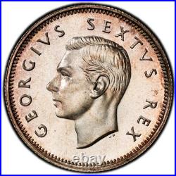 PR66 1951 South Africa Silver 1 Shilling Proof, PCGS Trueview- Nicely Toned