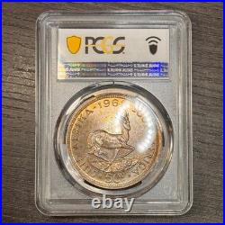 PR66 1961 South Africa 50 Cent Silver Proof, PCGS Trueview- Rainbow Toned