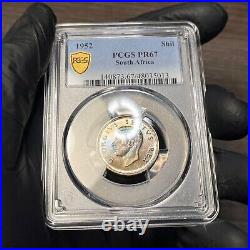 PR67 1952 South Africa 1 Shilling Silver Proof, PCGS Trueview- Rainbow Toned