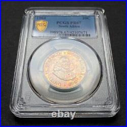 PR67 1964 20C South Africa 20 Cents Silver Proof, PCGS Secure- Rainbow Toned
