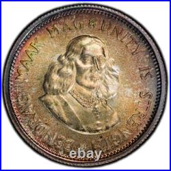 PR67 1964 South Africa Silver 10 Cent Proof, PCGS Trueview- Rainbow Toned