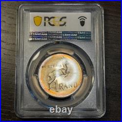PR67 1975 South Africa 1 Rand Silver Proof, PCGS Trueview- Nicely Toned POP 1/1