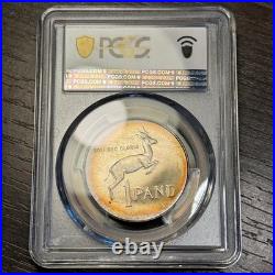 PR67 1975 South Africa 1 Rand Silver Proof, PCGS Trueview- Nicely Toned POP 1/1