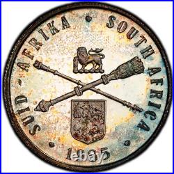 PR68DCAM 1985 South Africa Silver Proof Rand, PCGS Trueview- Rainbow Toned