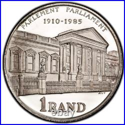 PR68DCAM 1985 South Africa Silver Proof Rand, PCGS Trueview- Rainbow Toned