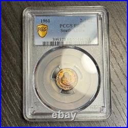 PR68 1961 South Africa 2 1/2 Cent Silver Proof, PCGS- Rainbow Toned TOP POP