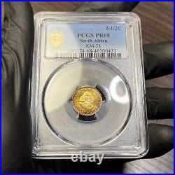 PR68 1962 South Africa 2-1/2 Cent Silver Proof, PCGS- Rainbow Toned Top Pop