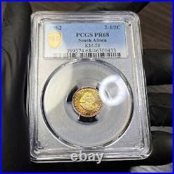 PR68 1962 South Africa 2-1/2 Cent Silver Proof, PCGS- Rainbow Toned Top Pop