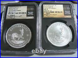 Pair of 2019 PF70 UC MS70 South Africa Silver Krugerrand NGC Signed Tsehlo FDOI