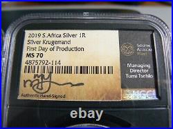 Pair of 2019 PF70 UC MS70 South Africa Silver Krugerrand NGC Signed Tsehlo FDOI