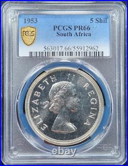 Proof Silver 1953 South Africa 5 Shillings PCGS PR66