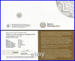 Proof Silver Krugerrand 2024. Johannesburg Privy. Original SA Mint Box. Cert#307