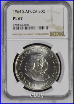 Prooflike 1964 Silver 50 Cents Pl67 Ngc South Africa 50c
