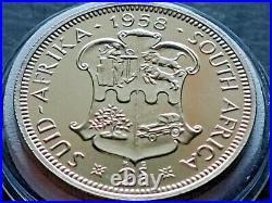 RARE SILVER PROOF 1958 SOUTH AFRICA PROOF 2 Shillings Elizabeth, Mintage 985