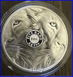RARE South Africa 2019 Big Five Lion 5 RAND 1 OZ PROOF Sliver Coin SHIP TODAY